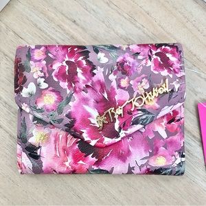 Betsey Johnson Xo Lana abstract mauve floral flap wallet - new
